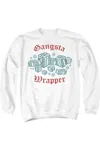 Gildan Gangsta Wrapper This Christmas Unisex Adult Crewneck Sweatshirt Sweater In White