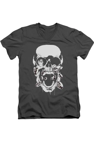 Gildan Green Lantern Black Lantern Skull Short Sleeve Adult V Neck Tee / T-shirt In Pink