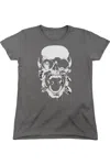 Gildan Green Lantern Black Lantern Skull Short Sleeve Womens Tee / T-shirt In Pink