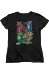 Gildan Justice League Of America Heroes Unite Short Sleeve Womens Tee / T-shirt In Black