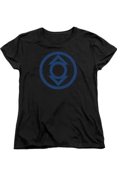 Gildan Green Lantern Blue Emblem Short Sleeve Womens Tee / T-shirt In Black