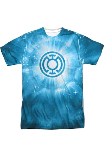 Gildan Green Lantern Blue Energy Short Sleeve Adult 100% Poly Crew Tee / T-shirt In White