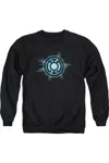 Gildan Green Lantern Blue Glow Adult Crewneck Sweatshirt In Black