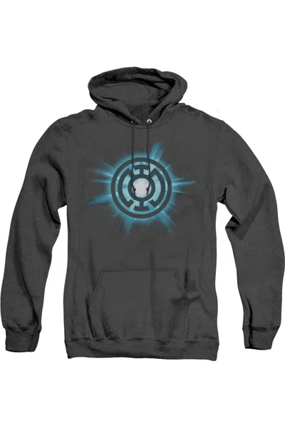 Gildan Green Lantern Blue Glow Adult Heather Hoodie / Hooded Sweatshirt In Black