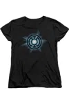Gildan Green Lantern Blue Glow Short Sleeve Womens Tee / T-shirt In Black