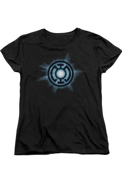 Gildan Green Lantern Blue Glow Short Sleeve Womens Tee / T-shirt In Black
