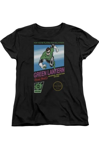 Gildan Green Lantern Box Art Short Sleeve Womens Tee / T-shirt In Black
