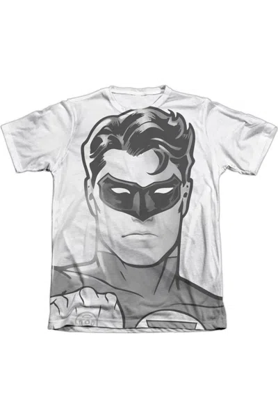 Gildan Green Lantern Bw Gl Head Adult Poly/cotton Short Sleeve Tee / T-shirt In White