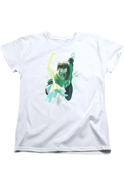 Gildan Green Lantern Clouds Short Sleeve Womens Tee / T-shirt In White