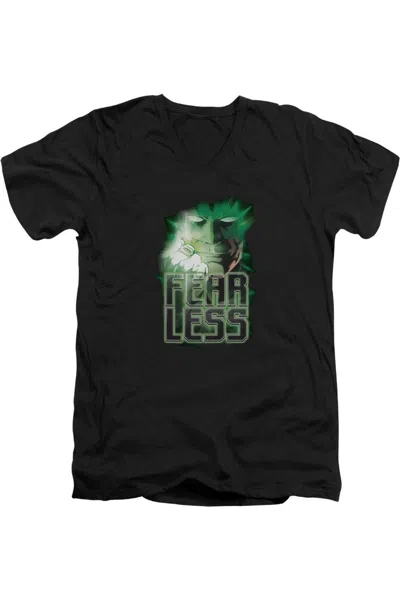 Gildan Green Lantern Fearless Short Sleeve Adult V Neck Tee / T-shirt In Black
