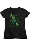 Gildan Green Lantern Fully Charged Short Sleeve Womens Tee / T-shirt In Black