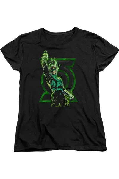 Gildan Green Lantern Fully Charged Short Sleeve Womens Tee / T-shirt In Black