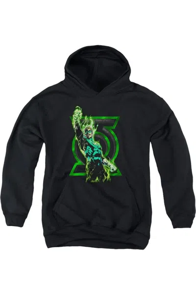 Gildan Kids' Green Lantern Fully Charged Youth Pull Over Hoodie / Hooded Sweatshirt In Black