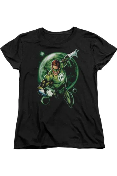 Gildan Green Lantern Galaxy Glow Short Sleeve Womens Tee / T-shirt In Black