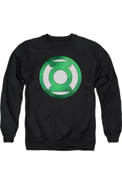 Gildan Green Lantern Green Chrome Logo Adult Crewneck Sweatshirt In Black
