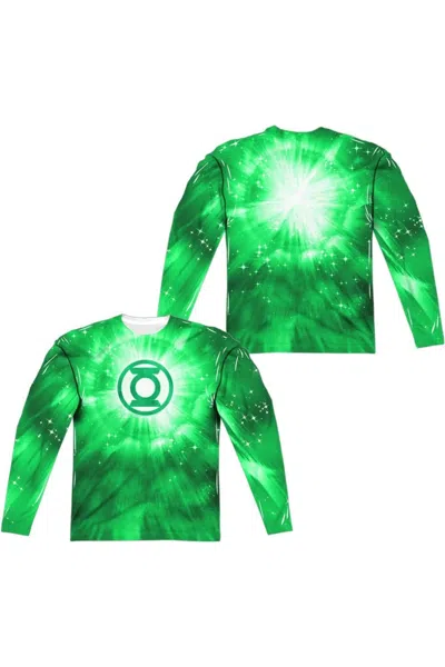 Gildan Green Lantern Green Energy (front/back Print) Long Sleeve Adult Poly Crew Tee / T-shirt In White
