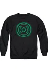 Gildan Green Lantern Green Flame Logo Adult Crewneck Sweatshirt In Black