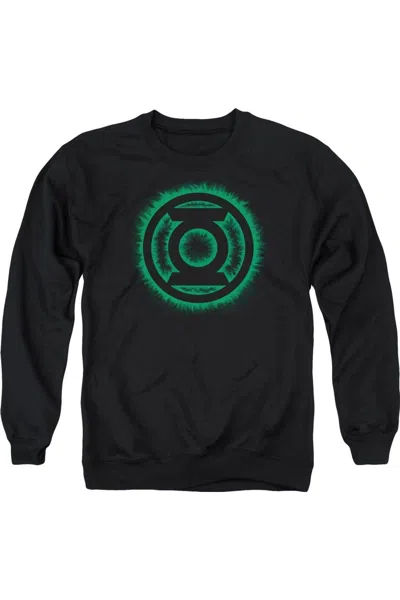 Gildan Green Lantern Green Flame Logo Adult Crewneck Sweatshirt In Black