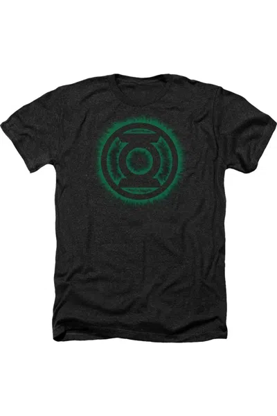 Gildan Green Lantern Green Flame Logo Adult Heather Tee / T-shirt In Black