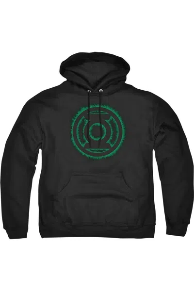 Gildan Green Lantern Green Flame Logo Adult Pull Over Hoodie / Hooded Sweatshirt In Black