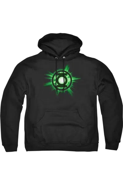 Gildan Green Lantern Green Glow Adult Pull Over Hoodie / Hooded Sweatshirt In Black