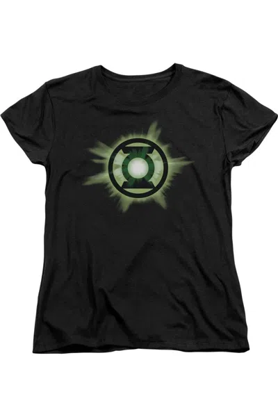 Gildan Green Lantern Green Glow Short Sleeve Womens Tee / T-shirt In Black