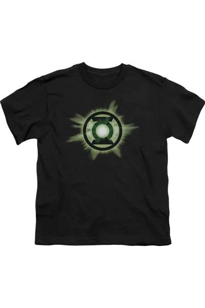 Gildan Kids' Green Lantern Green Glow Short Sleeve Youth Tee / T-shirt In Black