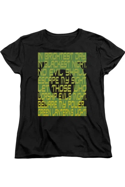 Gildan Green Lantern Green Lantern Oath Short Sleeve Womens Tee / T-shirt In Black
