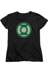 Gildan Green Lantern Green Symbol Short Sleeve Womens Tee / T-shirt In Black