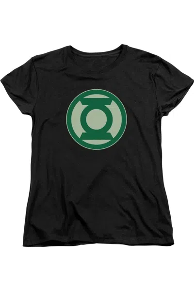 Gildan Green Lantern Green Symbol Short Sleeve Womens Tee / T-shirt In Black