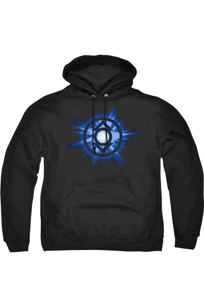Gildan Green Lantern Indigo Glow Adult Pull Over Hoodie / Hooded Sweatshirt In Black