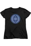 Gildan Green Lantern Indigo Symbol Short Sleeve Womens Tee / T-shirt In Black