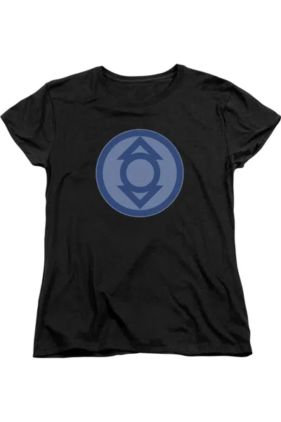 Gildan Green Lantern Indigo Symbol Short Sleeve Womens Tee / T-shirt In Black