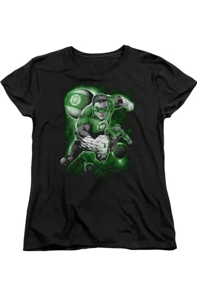 Gildan Green Lantern Lantern Planet Short Sleeve Womens Tee / T-shirt In Black