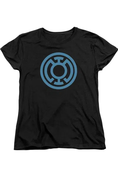 Gildan Green Lantern Lt Blue Emblem Short Sleeve Womens Tee / T-shirt In Black