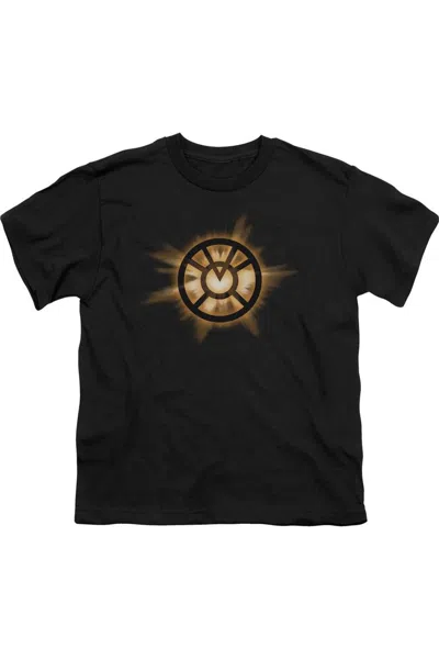 Gildan Kids' Green Lantern Orange Glow Short Sleeve Youth Tee / T-shirt In Black