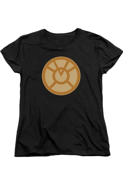 Gildan Green Lantern Orange Symbol Short Sleeve Womens Tee / T-shirt In Black