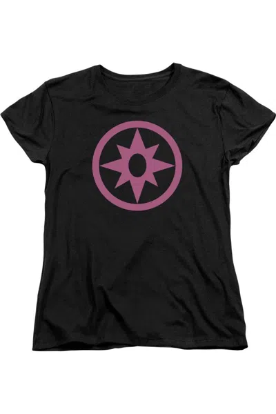 Gildan Green Lantern Pink Emblem Short Sleeve Womens Tee / T-shirt In Black