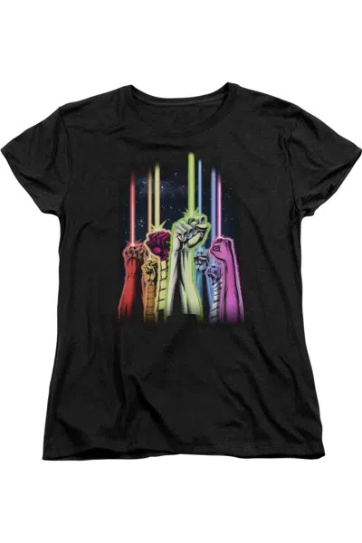 Gildan Green Lantern Rainbow Corps Short Sleeve Womens Tee / T-shirt In Black