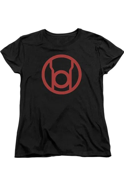 Gildan Green Lantern Red Emblem Short Sleeve Womens Tee / T-shirt In Black