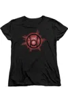 Gildan Green Lantern Red Glow Short Sleeve Womens Tee / T-shirt In Black