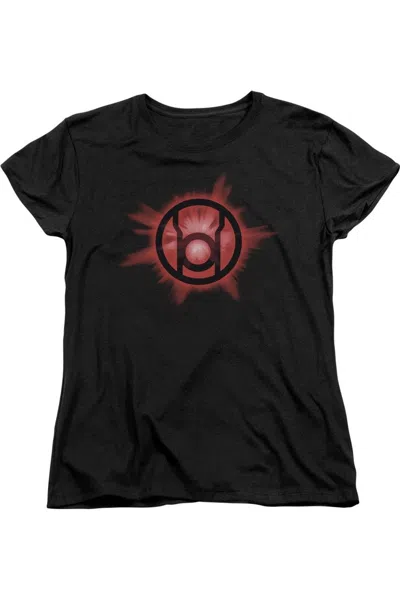 Gildan Green Lantern Red Glow Short Sleeve Womens Tee / T-shirt In Black