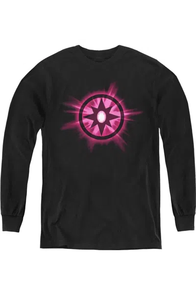 Gildan Kids' Green Lantern Sapphire Glow Youth Long Sleeve Tee / T-shirt In Black