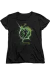 Gildan Green Lantern Shadow Lantern Short Sleeve Womens Tee / T-shirt In Black