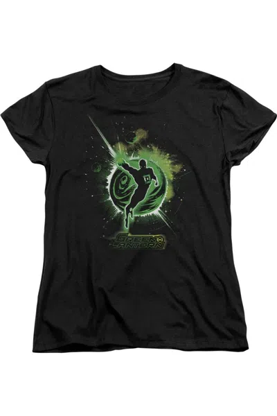 Gildan Green Lantern Shadow Lantern Short Sleeve Womens Tee / T-shirt In Black