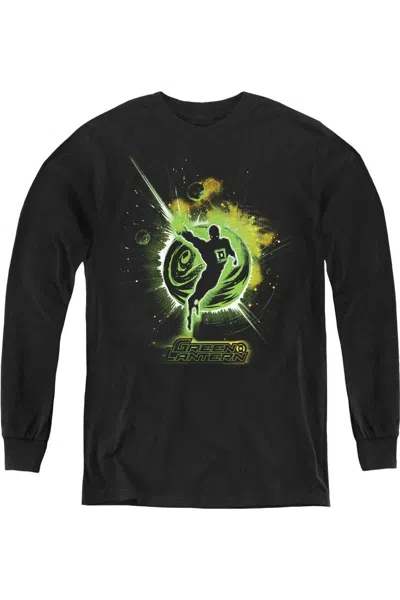 Gildan Kids' Green Lantern Shadow Lantern Youth Long Sleeve Tee / T-shirt In Black
