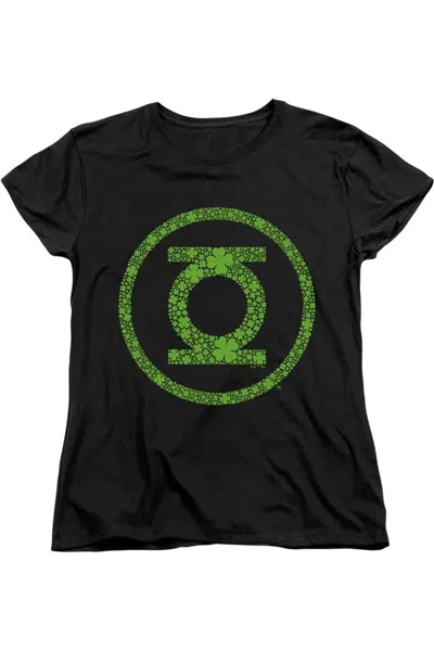 Gildan Green Lantern St. Patrick´s Day Shamrock Logo Short Sleeve Women´s Tee / T-shirt In Black