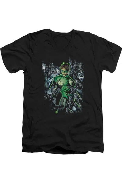 Gildan Green Lantern Surrounded By Death Short Sleeve Adult V Neck Tee / T-shirt In Black