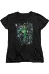 Gildan Green Lantern Surrounded By Death Short Sleeve Womens Tee / T-shirt In Black