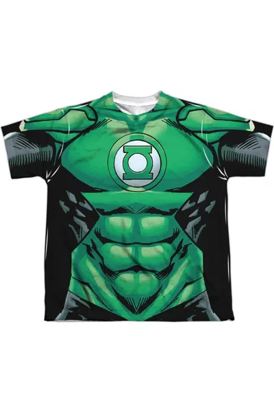 Gildan Kids' Green Lantern Uniform Short Sleeve Youth Poly Crew Tee / T-shirt In Black
